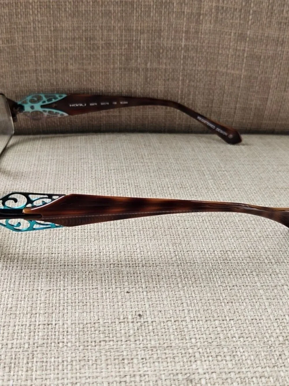 Morel France Women Eyeglasses Frame Brown W/ Turquoise Accent Glasses 6567K
